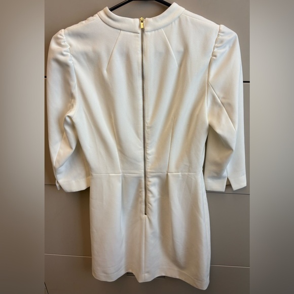 H&M White Sheath Prim British inspired Dress Mock Neck 3/4 Sleeves women's Small - Picture 4 of 10